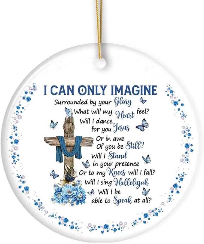 Religious Themed Christmas Ornaments, Nativity and Jesus Christ Decorations (Inspirational Jesus Religious Quote and Cross Ornament)