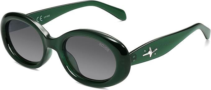 SOJOS Small Retro Oval Polarized Sunglasses for Women Men 90s Vintage UV400 Protection Tiny Sun Glasses SJ2286