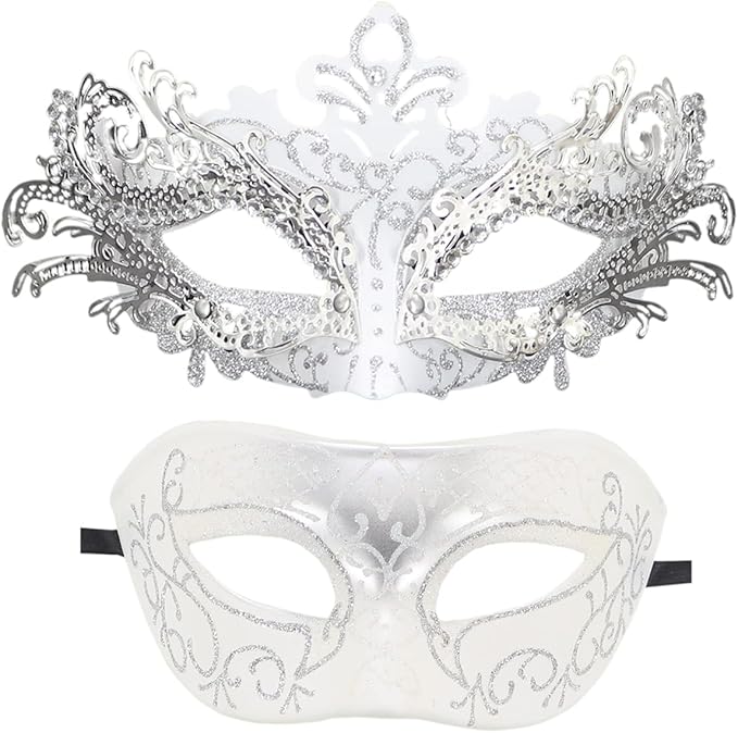 Coolwife Couples Masquerade Masks Metal Venetian Mardi Gras Party Evening Prom Costume Mask