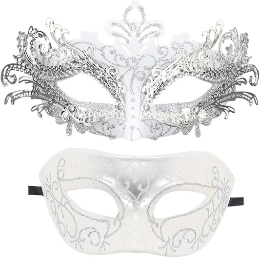 Coolwife Couples Masquerade Masks Metal Venetian Mardi Gras Party Evening Prom Costume Mask