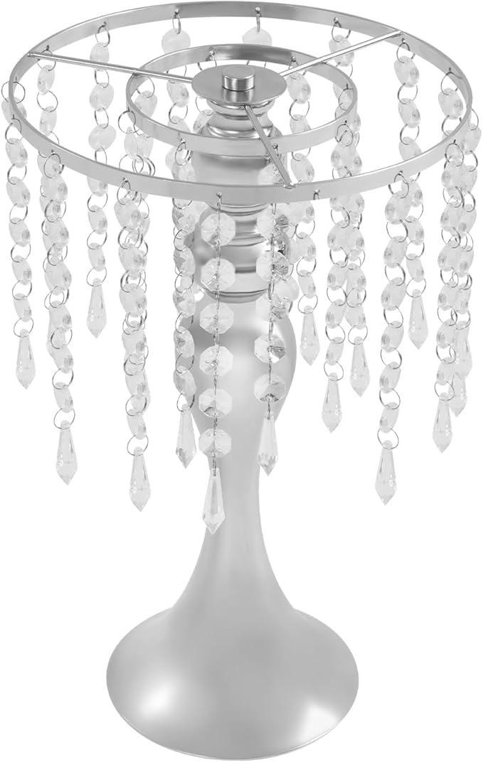 Wedding Centerpieces Sliver Vases,10PCS Metal Flower Candle Holder with Sparkling Crystal Beads,Crystal Flower Vase Metal Flowers Stand for Party Tables Decorations