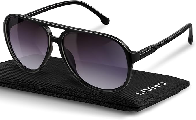 livho Trendy Polarized Aviator Sunglasses Women Men, Retro Sun Glasses for Women Men 2025, Oversized UV Protection Shades