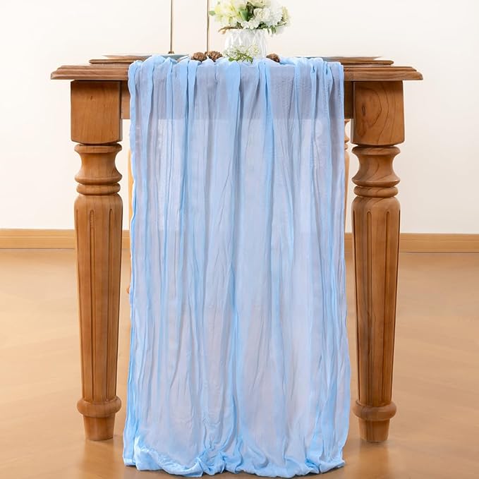 Light Blue Table Runner Cheesecloth Table Runners 10 Pack 10FT Baby Shower Decoration 120 Inches Fall Table Decor Dining Room Centerpiece Wedding Boho Baby Shower Birthday