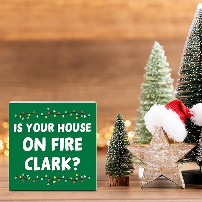 Christmas Vacation Decor, Christmas Vacation Decorations for Home Bathroom, Merry Xmas Holiday Decor for Office Table, Funny Xmas Movie Gifts Decorations 5 x 5 Inch