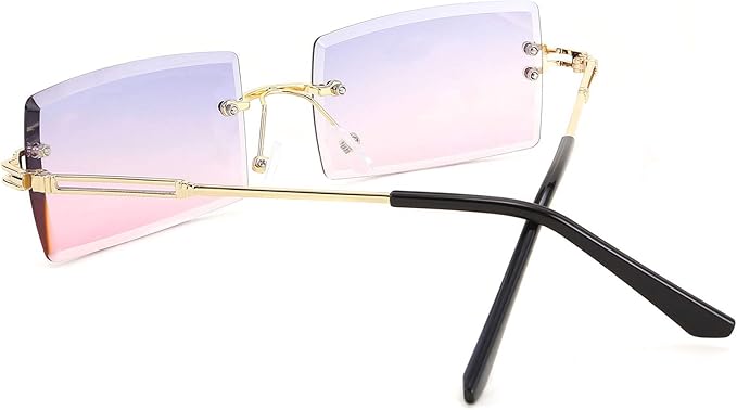 FEISEDY Vintage Rimless Sunglasses Rectangle Frameless Candy Color Glasses Women Men B2642