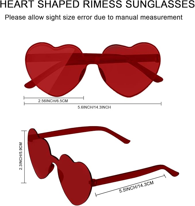 LEFIMOT 12 Pairs Heart Sunglasses for Women Heart Shaped Sunglasses Bulk Colorful Heart Glasses for Party Favor