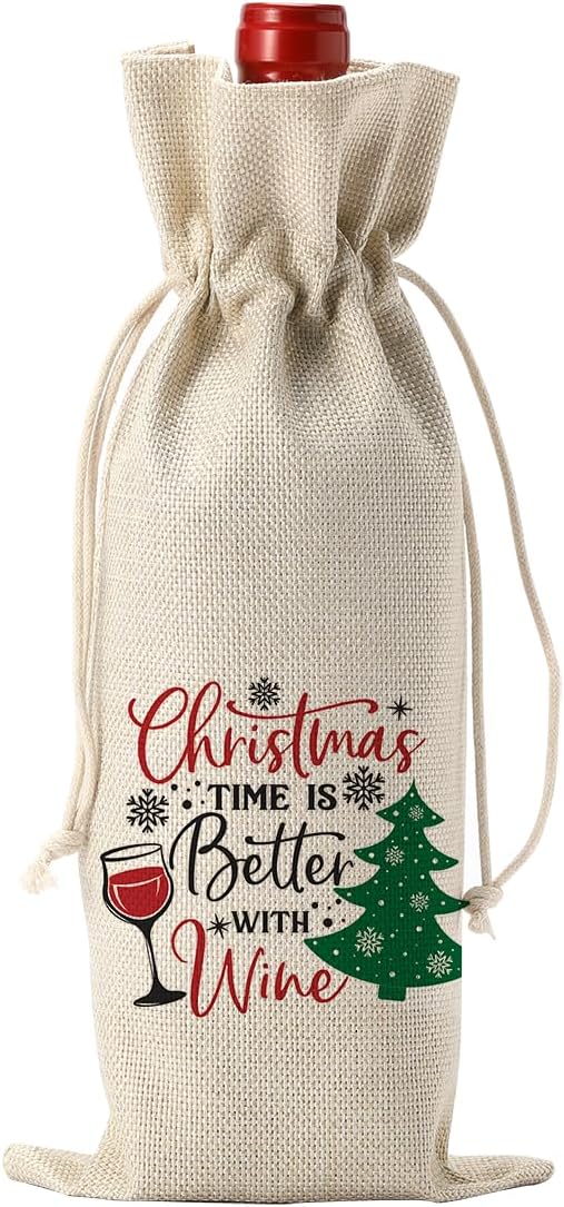Funny Christmas Wine Bag, Christmas Wine Bottle Cover, Merry Xmas New Year Vacation Party Decorations, Funny Xmas Holiday Wines Bottles Gifts for Women Men