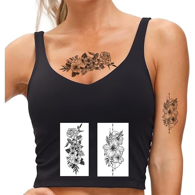 60 Sheets Temporary Tattoos Adult Black Fake Tattoos Oriental Totem Love Flower unisex (60PCS Totems and flowers)