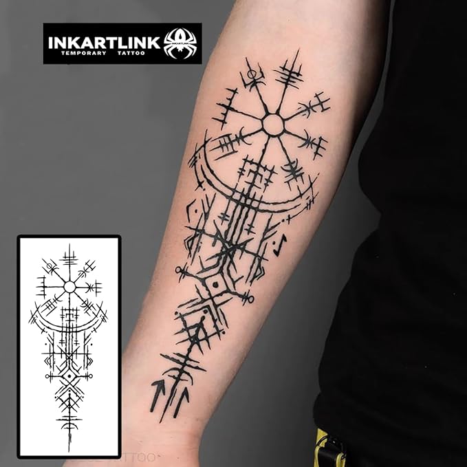 INKARTLINK Semi Permanent Temporary tattoos, niche unique tattoos, realistic tattoos, waterproof and non-reflective, exquisite packaging, unique design (Ancient Symbols 1)