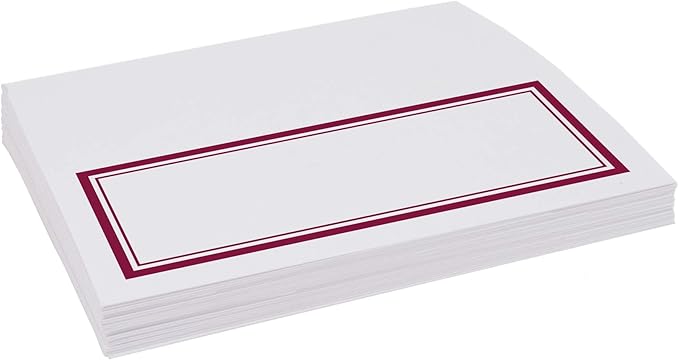 Double Line Border Place Cards, Burgundy (Choose Color), Set of 150, Pre-cut and Scored - Wedding, Party, Dinner, and Special Events - Made in the USA