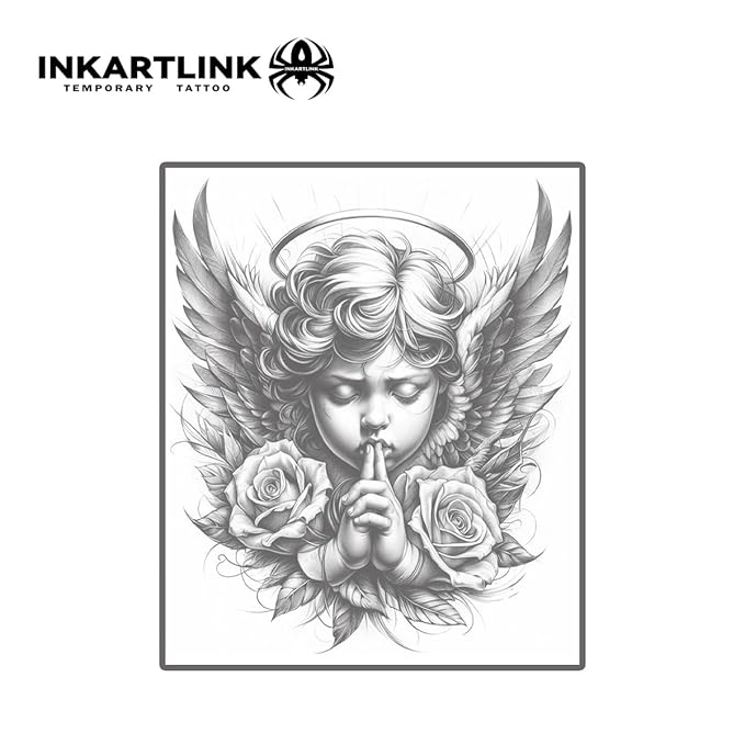 INKARTLINK Tattoo Tech, 2 Sheets Large Semi Permanent Tattoo, Temporary Tattoos, Last 1-2 Weeks, Waterproof, Realistic Look, No Adhesive, No Reflection （Religion Design)183