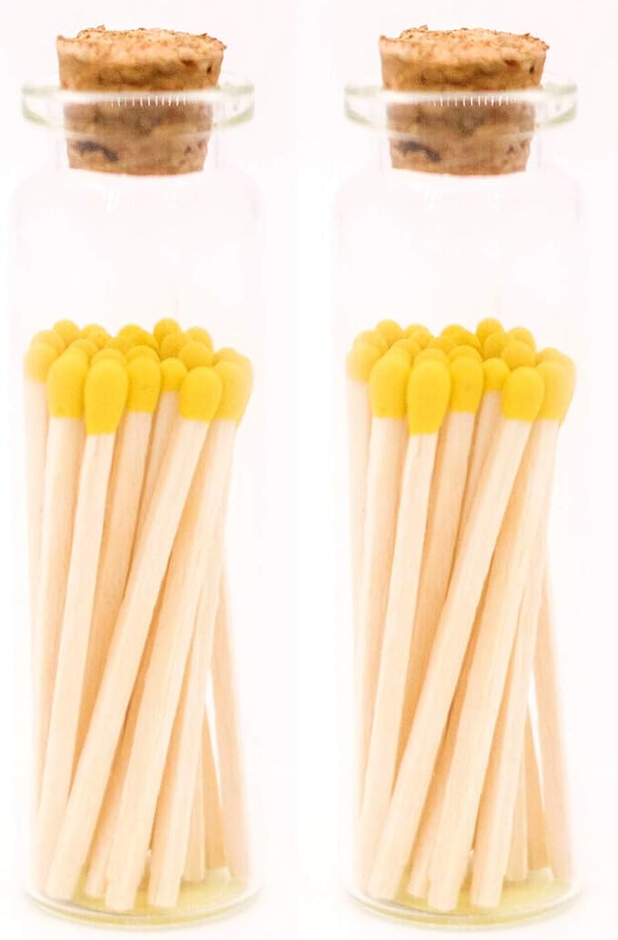 River Birch Decorative Matches in a Bottle with Striker - Cute & Colored Matches - 2 Bottles, Pineapple Tip, 40 Matches