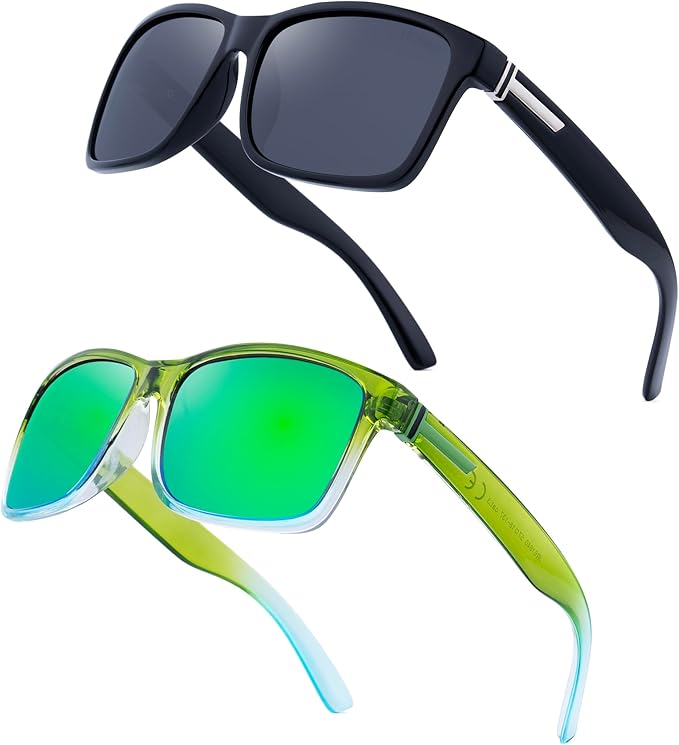 LECKIRUT Vintage Polarized Sunglasses for Men Women Retro Oversized Square Mirror Sun Glasses