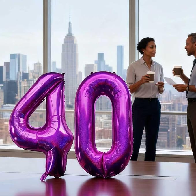 Laser Hot Pink Number 40 Balloons 40 Inch Giant Number Pink 40 Foil Mylar Balloons for 40th Birthday Anniversary Events Party Decorations