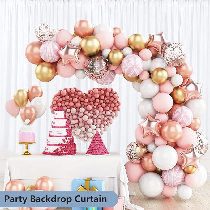 10X20ft White Photo Backdrops for Photography, LCUIRC Two Rod Pocket Backdrops Curtain for Parties, Polyester Background with 4 Clamps for Product Protrait Photoshoot or Parties Decoration