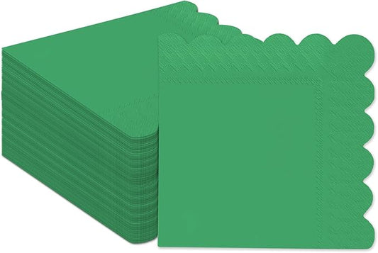 qiqee Brilliant Green Cocktail Dinner Napkins 5x5inch Disposable Beverage,Wedding, Birthday Party Dessert Wave Paper Napkins(120 Count)
