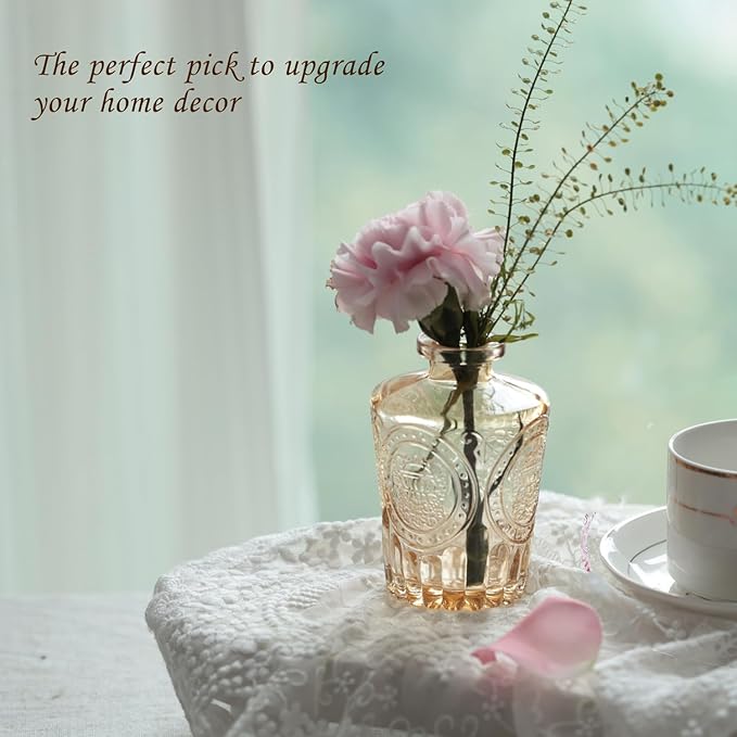 Bud Vases Set of 40 Pcs,Small Flower Vases for Centerpieces,Glass Bud Vase in Bulk,Vintage Bud Vase for Wedding Table Centerpieces Decoration, Home Table Party Decor, Christmas,Anniversary,Gold Amber