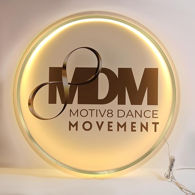 Custom Acrylic Backlit Logo Sign - Illuminated Round Personalized Signs for Business, Storefronts, Offices, Nail Salons, Beauty Studios & Restaurants - Customizable LED Logo Light (15" to 47")