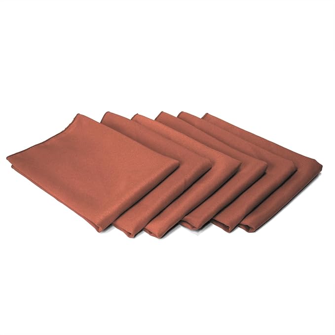 TableLinensforLess 17"x17" Polyester Cloth Napkins, Set of 6 (Terracotta) | Easy-Care, No-Iron Finish, Superior Color Retention, Machine Washable