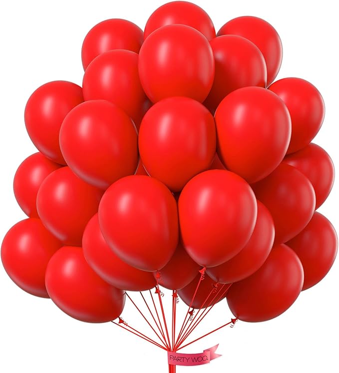 PartyWoo Red Balloons 100 pcs 12 Inch Matte Red Latex Helium Balloons for Graduation Wedding Independence Day Valentine's Day Memorial Day Christmas Engagement Birthday Party Decorations Red-Y57