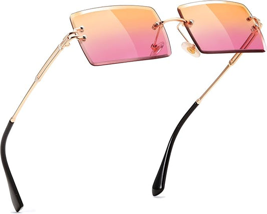 FEISEDY Vintage Rimless Sunglasses Rectangle Frameless Candy Color Glasses Women Men B2642