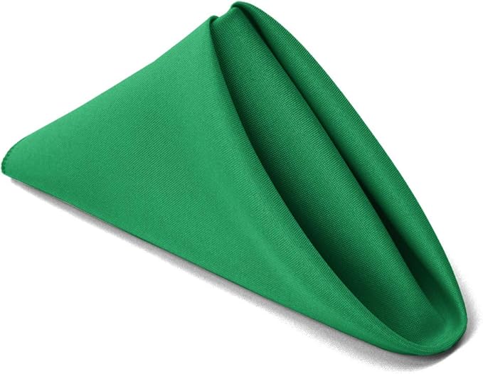 TableLinensforLess 17"x17" Polyester Cloth Napkins, Set of 6 (Emerald Green) | Easy-Care, No-Iron Finish, Superior Color Retention, Machine Washable