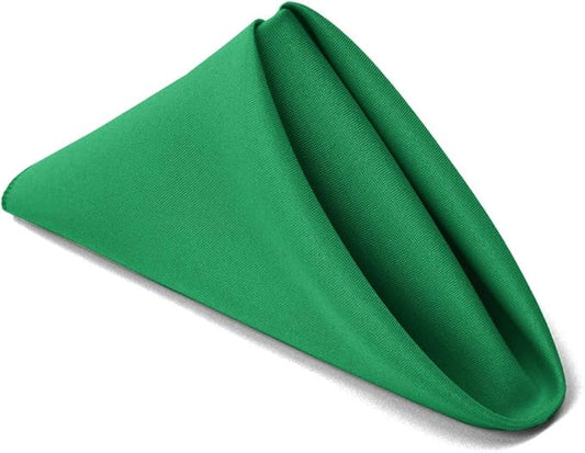 TableLinensforLess 17"x17" Polyester Cloth Napkins, Set of 12 (Emerald Green) | Easy-Care, No-Iron Finish, Superior Color Retention, Machine Washable