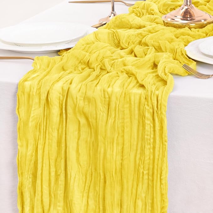 Yellow Table Runner Cheesecloth Table Runner 10FT Farmhouse Table Runners 120 Inches Fall Table Decor Dining Room Centerpiece Wedding Boho Baby Shower Birthday