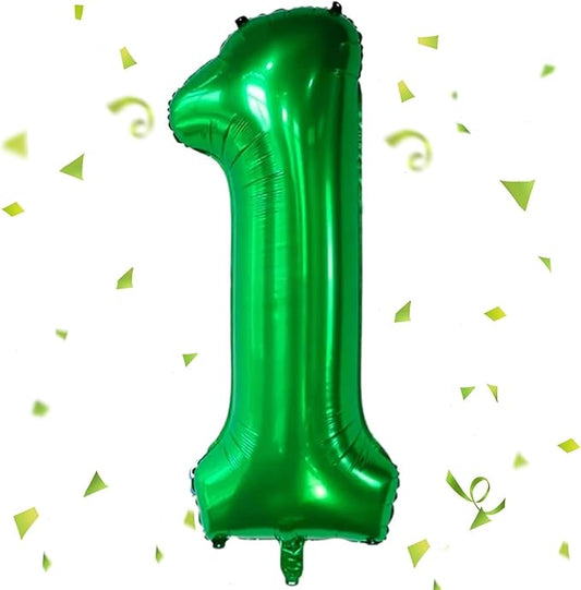 Green Number Balloons, 40 Inch Dark Green Balloon 1.1 Helium Balloon 1st Birthday for 1 Years Birthday Party Wedding Anniversary Decoration Children Girls Boys