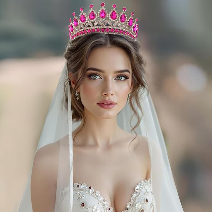 FORSEVEN Crystal Tiaras and Crowns for Women - Wedding and Birthday Party Princess Crown Hair Accessories - Bride Rhinestone Headband Halloween Decorations Hairband