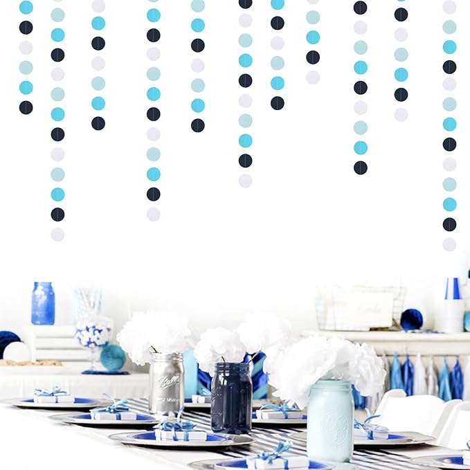 Light-Royal Navy-Blue White Party-Decorations Garland - 52ft Boy Birthday Hanging Paper Streamers Banner,Baby Shower Ocean Under The Sea Bridal Bachelorette Frozen Wedding Backdrop Decor Burgleda