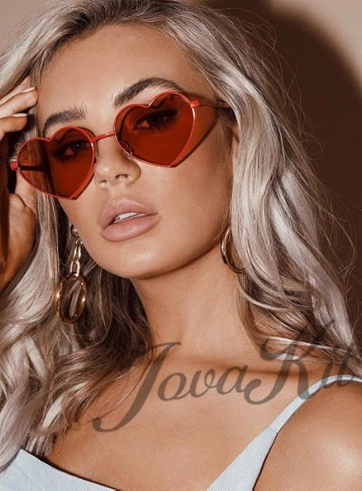 JOVAKIT Polarized Heart Sunglasses for Women Fashion Lovely Style Metal Frame UV400 Protection Lens