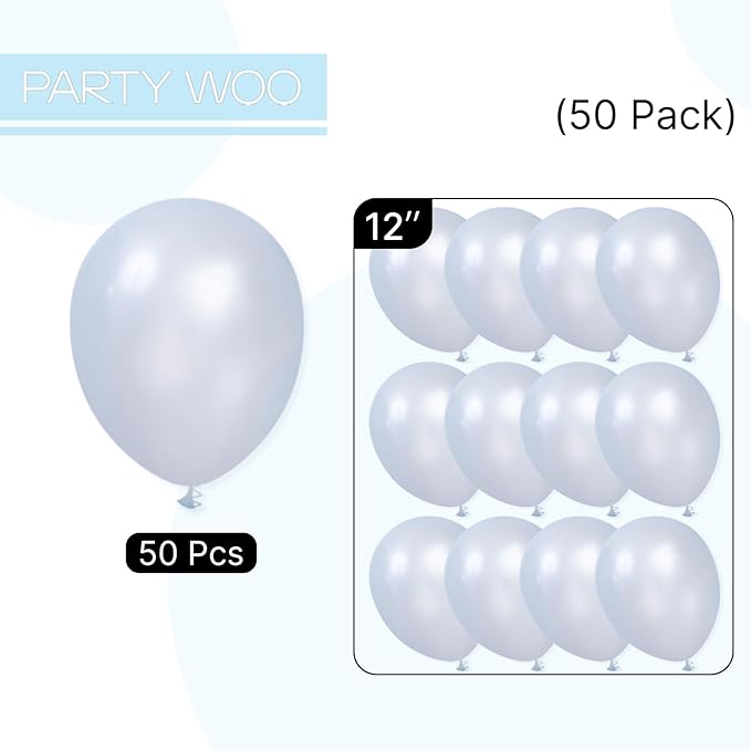 PartyWoo Pearl Light Blue Balloons 50 pcs 12 Inch Baby Pastel Blue Balloons for Graduation Baby Shower Gender Reveal Weddings Anniversary Under The Sea Theme Birthday Party Decorations Blue-Z02