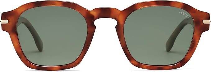 SOJOS Vintage Retro Square Polarized Sunglasses Men Standard Fit Trendy Womens Sun Glasses SJ2382