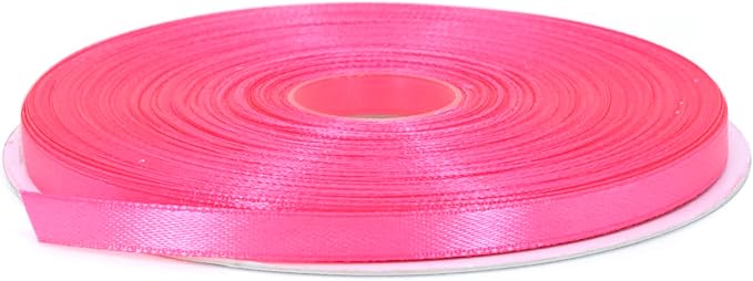 Pink Satin Ribbon, 1/4 inch x 50 Yards, Double Face Solid Color, Thick and Durable Ribbon Roll, 100% Polyester for Gift Wrapping, Crafts, Hair and Decorations