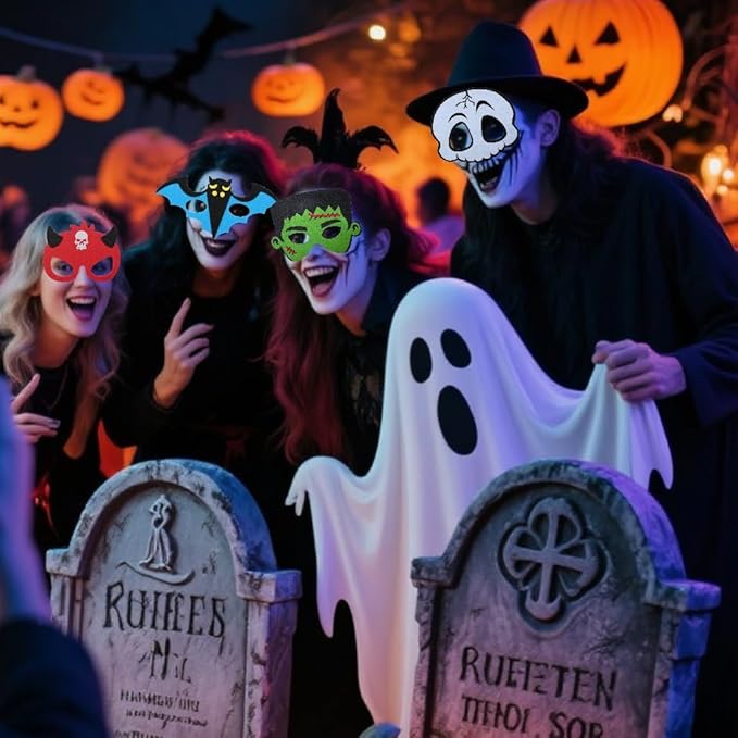 15pcs Felt Halloween Mask NO DIY Cat Witch Pumpkin Vampire Ghost Costume Accessories for Halloween Party Favors