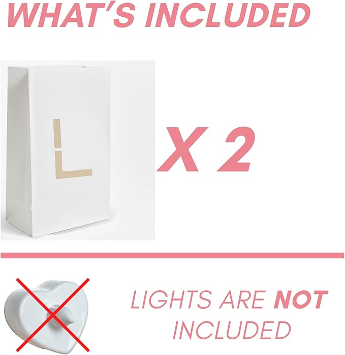 Light Up Letter L - Luminary Bags Perfect for Personalized Happy Birthday Banner, Proposal Decorations, Engagement Party Decorations and Congratulations Banner for Your Loved One