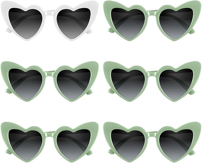 4/6/8/10/12 Pack Bachelorette Sunglasses Heart Sunglasses Vintage Heart Shaped Glasses for Women Bridal Party Wedding