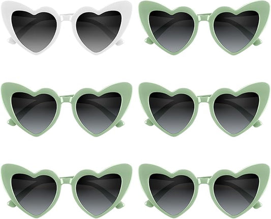 4/6/8/10/12 Pack Bachelorette Sunglasses Heart Sunglasses Vintage Heart Shaped Glasses for Women Bridal Party Wedding