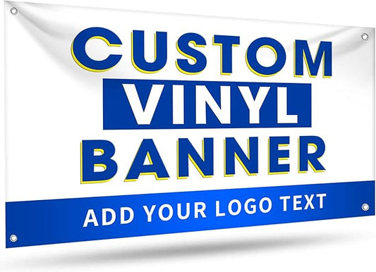 Custom Vinyl Banners and Signs Customize Outdoor, Personalized Banner with Logo Text for Party Birthday, Customized Banner Decoration for Business Graduation Wedding Event 2'x2'