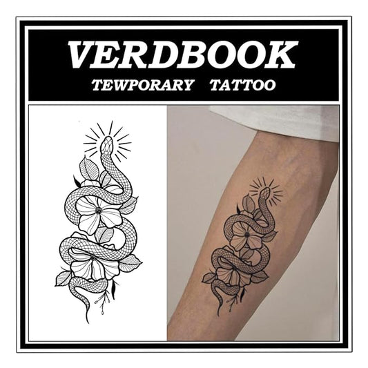 Waterproof Temporary Tattoos: 2-Sheet Tattoo Kit with Realistic Body Stickers, Semi-Permanent Tattoos for Adults Lasting 7-15 Days – Safe for Men & Women, Sacred Serpent