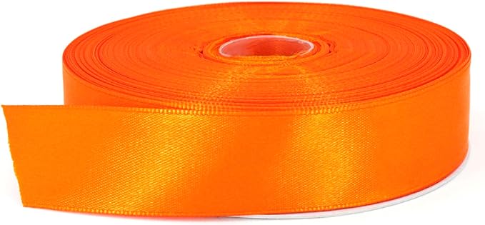 Orange Satin Ribbon, 1 inch x 50 Yards, Double Face Solid Color, Thick and Durable Ribbon Roll, 100% Polyester Ribbon for Gift Wrapping, Crafts, Hair and Multiple Decorations