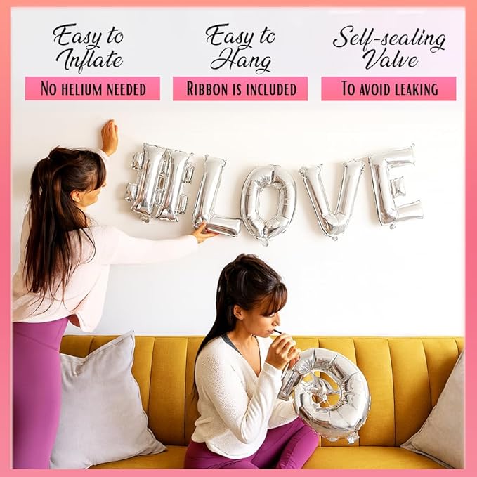 [52pcs] Silver Letter Balloons - 2 Full A-Z Sets For Silver Letter Balloon Banner | Alphabet Ballons | 16 inch Foil Ballon | Customized Name Balloon Letters for a Birthday, Graduation, Wedding