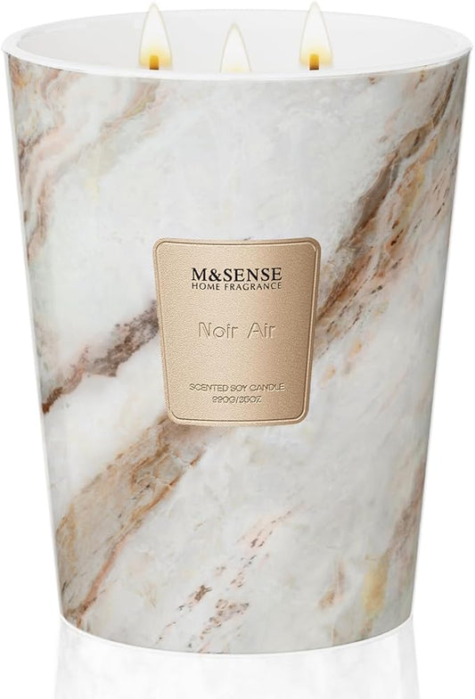 M&SENSE Extra Large Candle 35oz 150H NoirAir Scented, 3 Wick Highly Scented Jar Candles, XL Large Christmas Gift Candle for Women, Long Lasting Burning for Holiday, Thanksgiving, Christmas