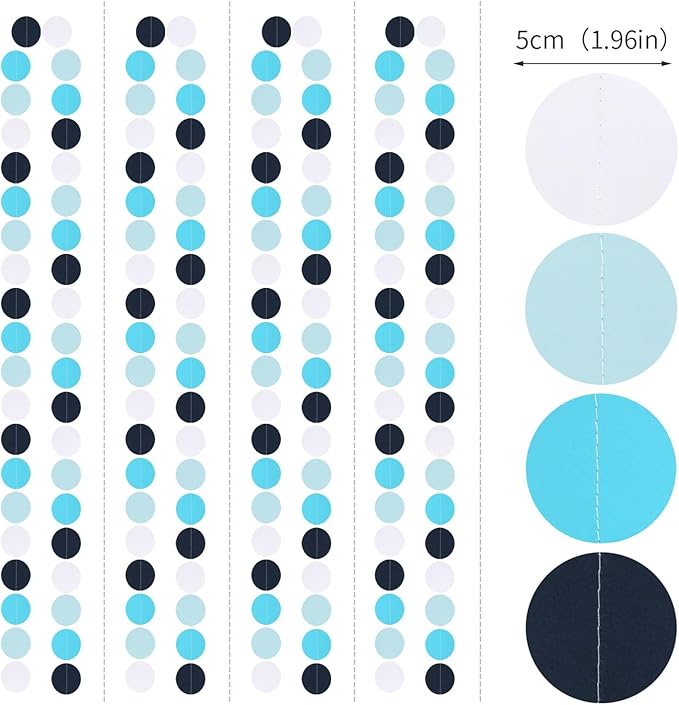 Light-Royal Navy-Blue White Party-Decorations Garland - 52ft Boy Birthday Hanging Paper Streamers Banner,Baby Shower Ocean Under The Sea Bridal Bachelorette Frozen Wedding Backdrop Decor Burgleda