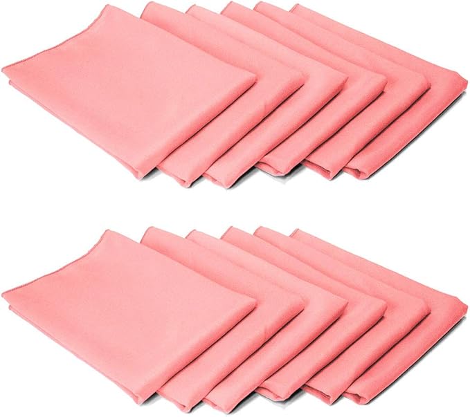 TableLinensforLess 17x17 Inch Polyester Cloth Napkins, Set of 12 (Pink)