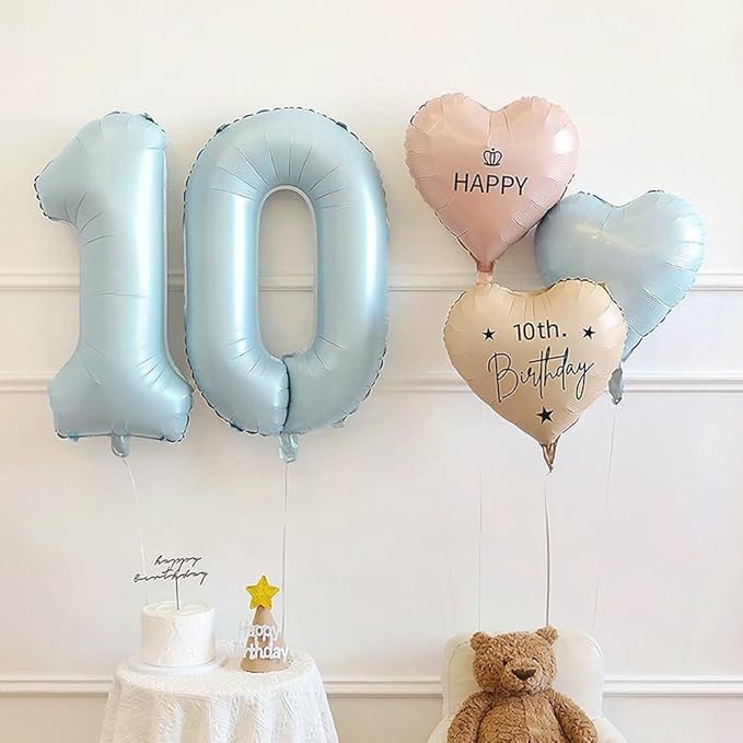 40 Inch Matte Blue 0 Number Balloons Light Blue Number 0 Foil Balloon Mylar Helium Balloon for Birthday Party Decoration Wedding Anniversary Supplies (Number 0)