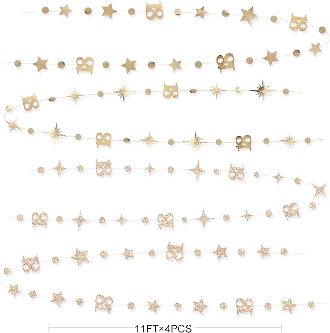 Champagne Gold 18th Birthday Decorations Number 18 Circle Dot Twinkle Star Garland Streamer Banner Backdrop for Girls Boys Happy 18th Birthday Time to Adult Cheers to 18 Years Old Anniversary Party