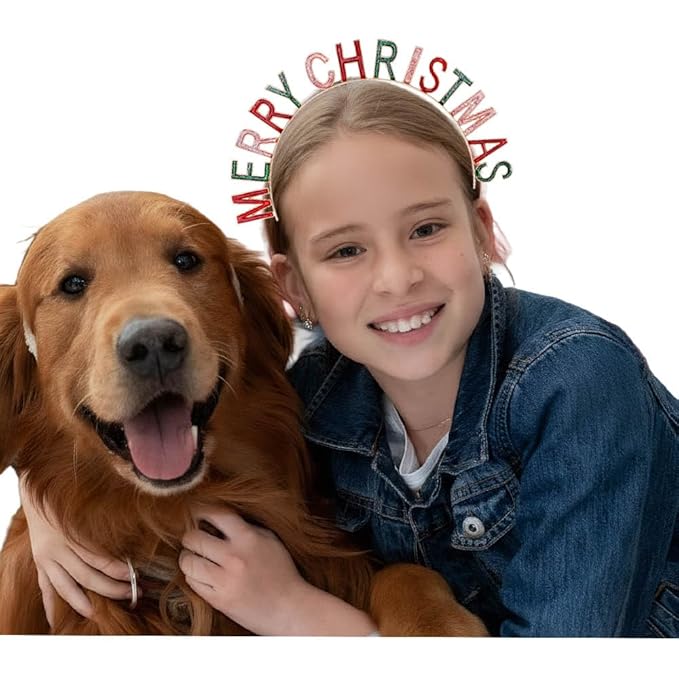 Merry Christmas Rhinestone Headband for Women Girls, Xmas Crystal Hair Hoop Christmas Party Hair Accessories Gift (Colorful)