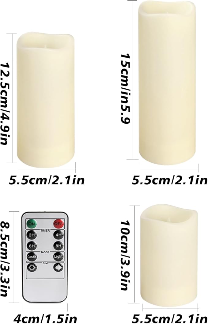 12-Pack LED Flameless Candles with Remote Control - Battery Operated, Timer, Dimmable, 3D Flame Flickering , Perfect for Halloween Christmas Parties,Wedding,Home Decor ,Gift and Special Occasions